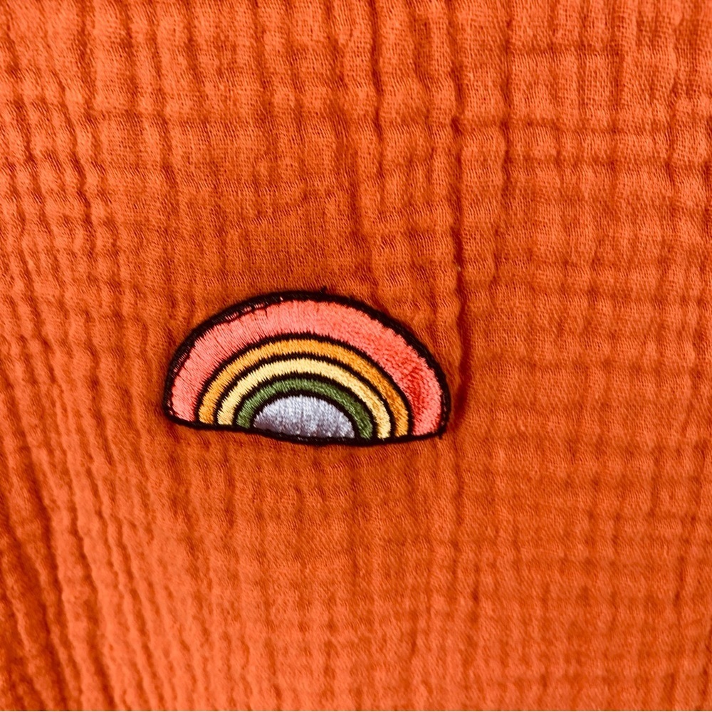 Pride Target Orange Cotton Rainbow Patch Button-Down Shirt Top Adult Unisex XXL - Picture 5 of 7